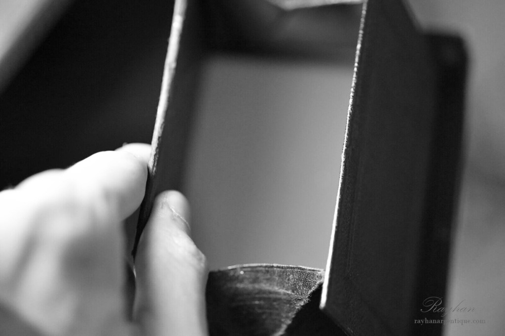 Ground glass viewfinder on a large format bellows camera.