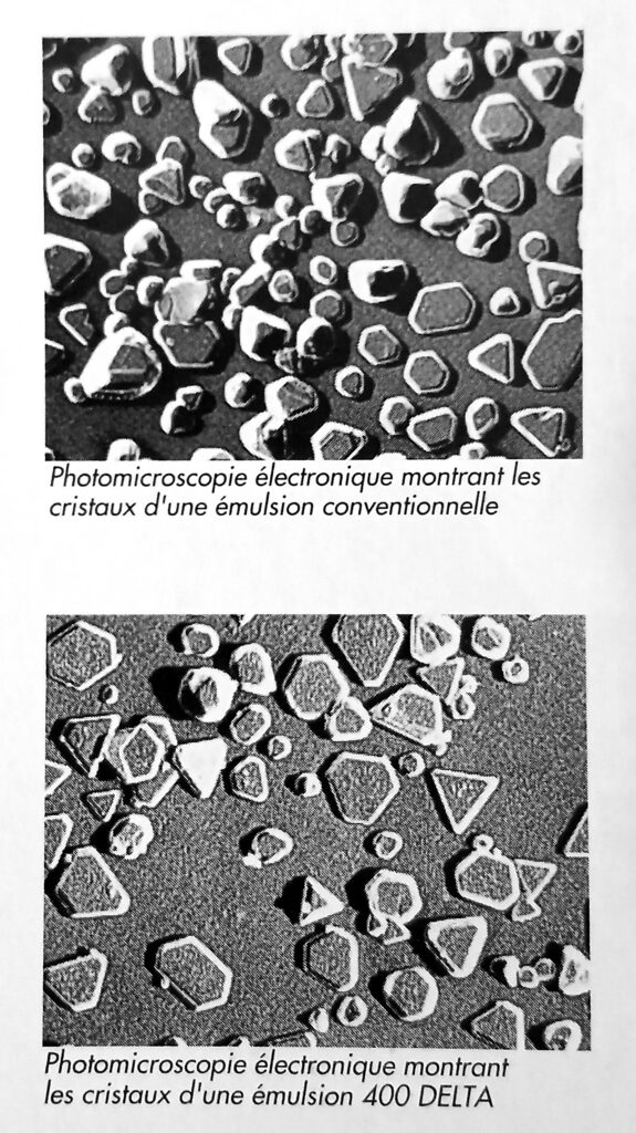 Comparison of a tabular crystal structure and a conventional crystal - Ilford documentation