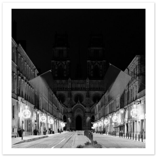Sainte-Croix Cathedral in the dark, Orléans -Fine Art Print