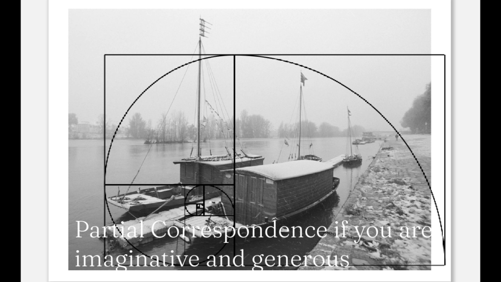 If you are generous and imaginative, the golden ratio may partially fit in. 